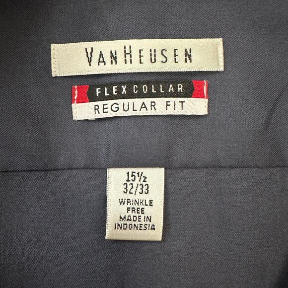 Van Heusen Dark Gray Dress Shirt, Regular Fit, 15.5 32/33 - Picture 7 of 9